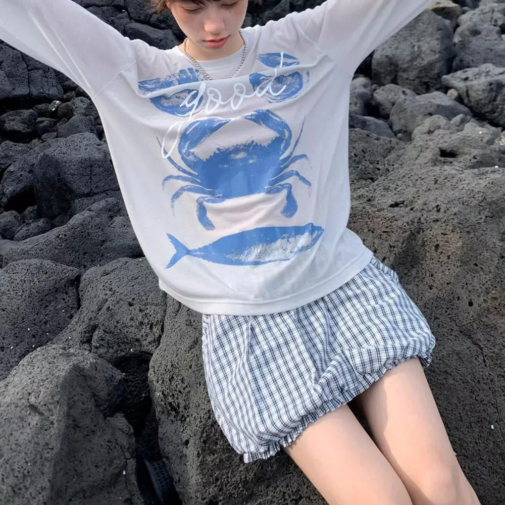 

Cute Blue Plaid Ruffled Edged Short Bud Skirt Unique Young Female Mini Skirts Korean Summer Women Y2K Dresses College Students