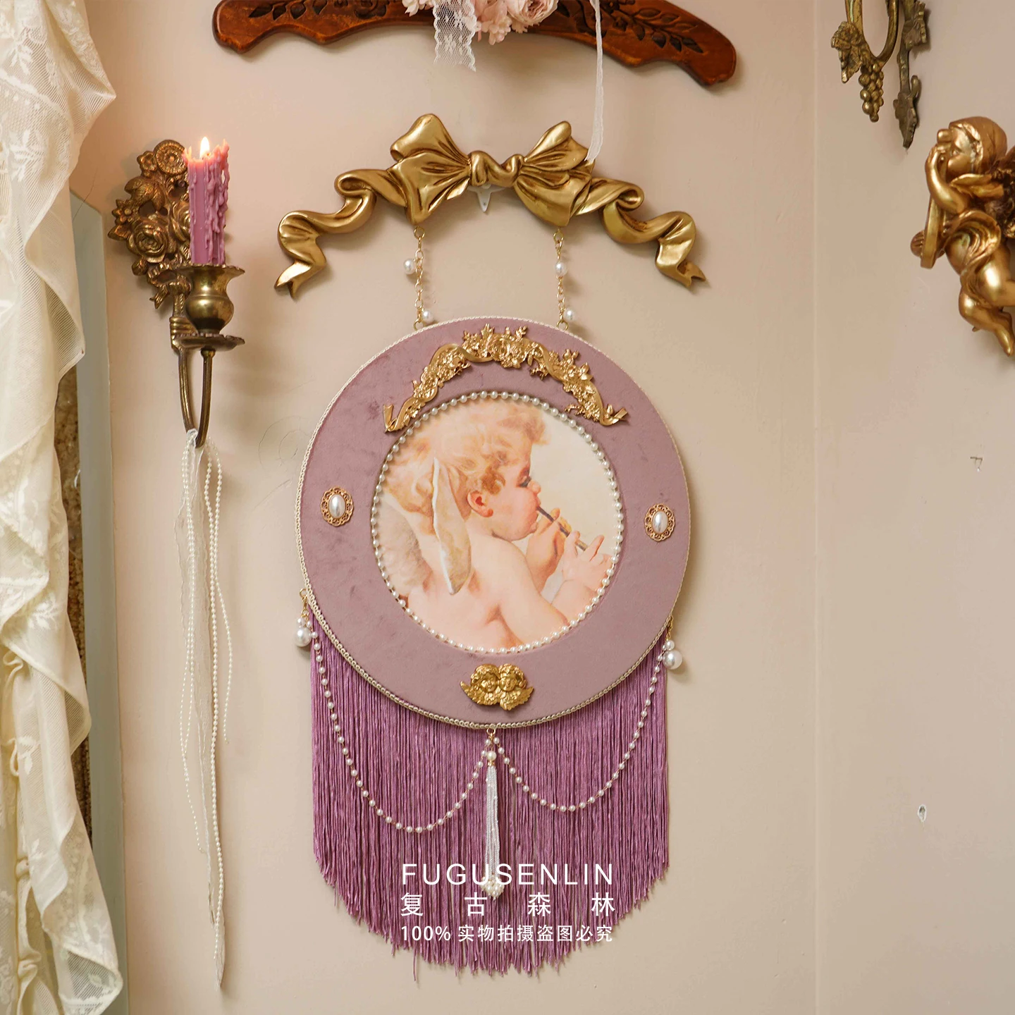 Vintage Forest Handmade Rococo Court Pink Velvet Embossed Photo Frame Wall Hanging Picture Frames Albums Home Decoration Craft
