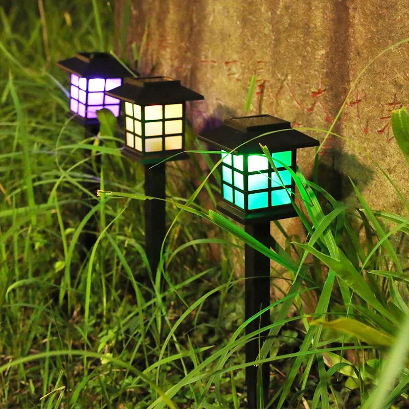 6PCS Solar Rasen Lichter Retro Kleine Haus Lichter LED Garten Boden Eingesetzt Dekorative Nacht Lichter Villa Garten Landschaft Lichter