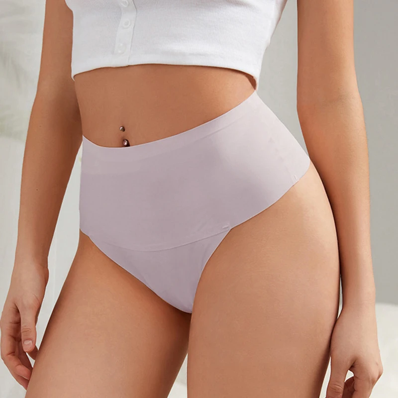 BANNIROU 3Pcs Women Mid-Rise Seamless Panties Underwear Female Lingerie Sexy T-back G-string Thong Ice Silk Woman Underwear