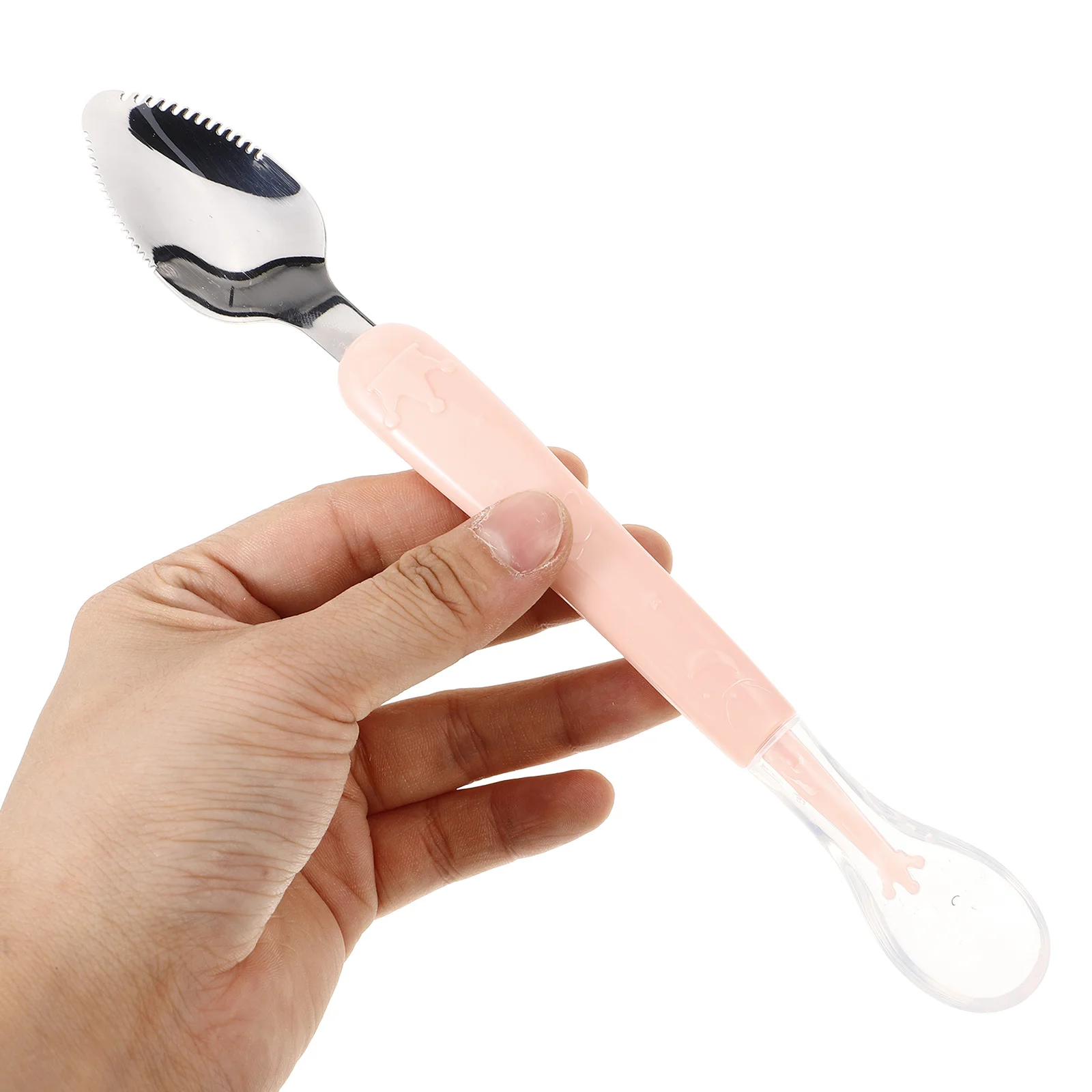 

Baby Feeding Spoon Silicone Texture Spatula For Infant Scraping Fruit Dessert Serrated Mud Scraper