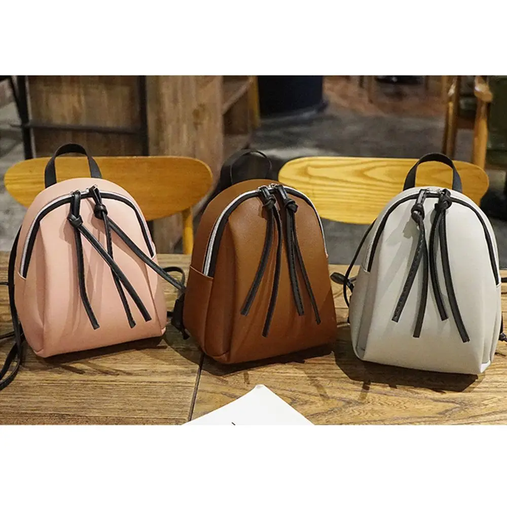 

Women PU Leather Solid Color Student Bookbags Small Backpacks Traveling Bags Mini Backpack