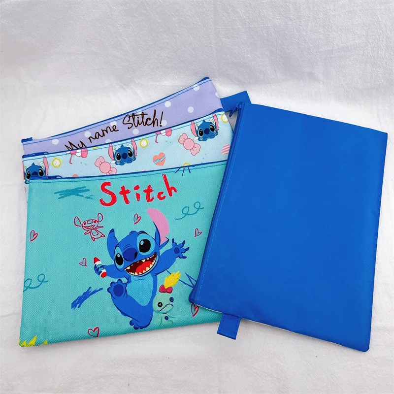 12pcs/lot Disney Stitch Pencil Case Cartoon A5 Document Bag File Holder Stationery Pouch Office School Supplies