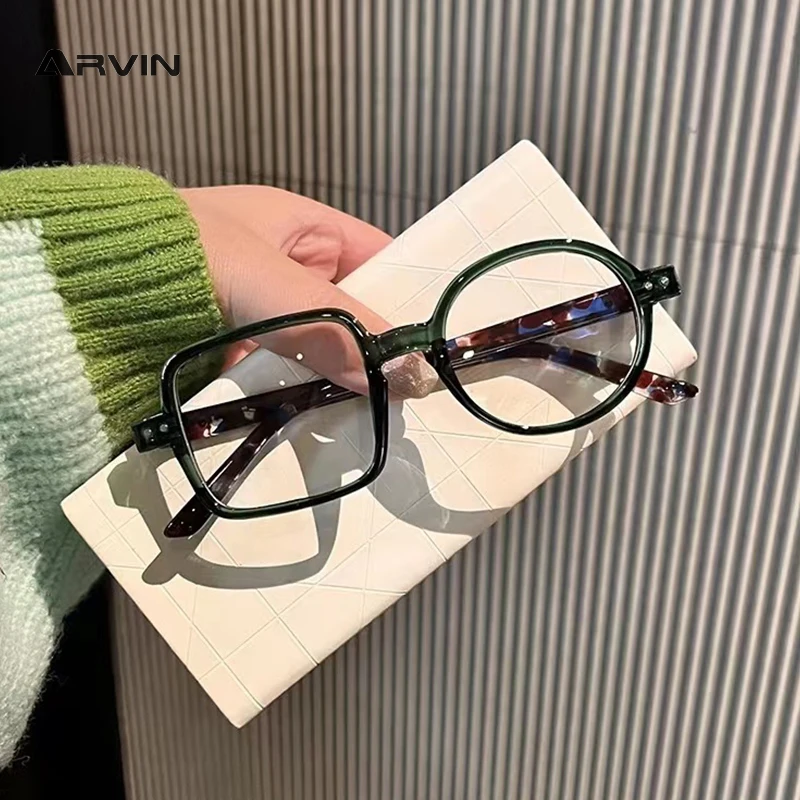 Retro Asymmetrical Square Round Glasses Frame Women Clear Lens Optical Prescription Man Women's Decorative Glasses