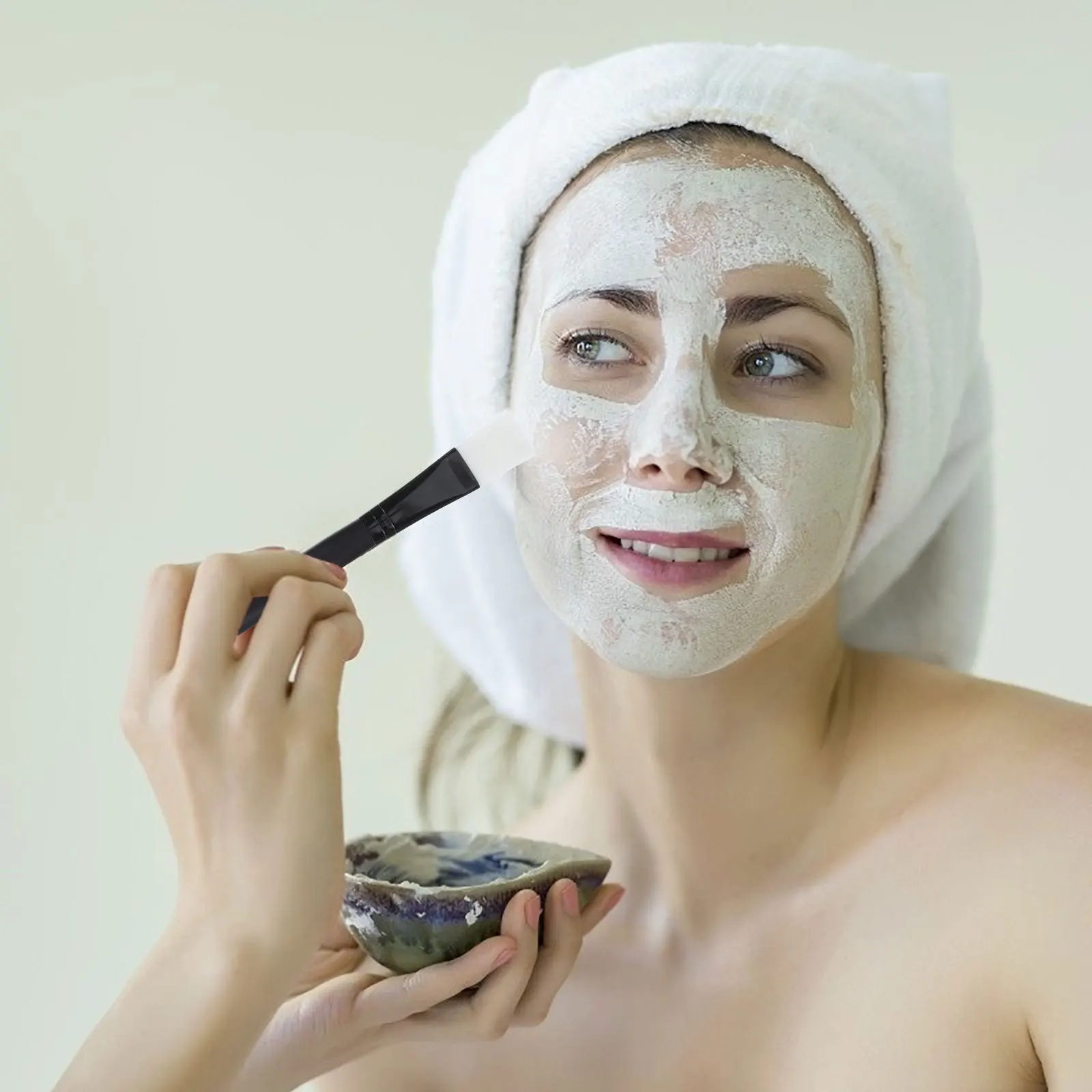 แปรงมาส์กหน้า 5 ชิ้น ขนแปรงไนลอนนุ่ม สีดำ สำหรับดูแลผิวหน้า ทำทรีทเมนท์บำรุงผิว แต่งหน้า เครื่องมือทาและเกลี่ย