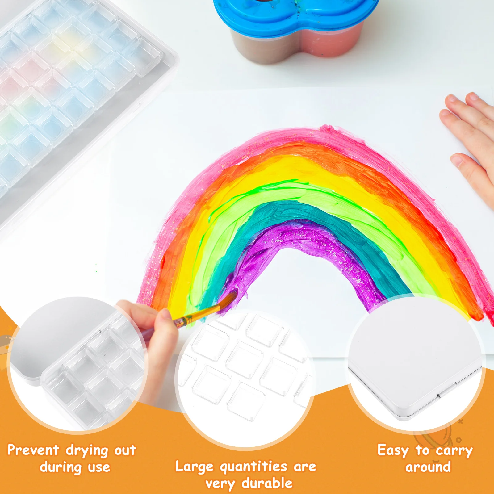 

1Set Watercolor Palettes Box Empty Tin Sub-Packing Pans Set Iron Storage Lightweight Washable Convenient Color Mixing Travel