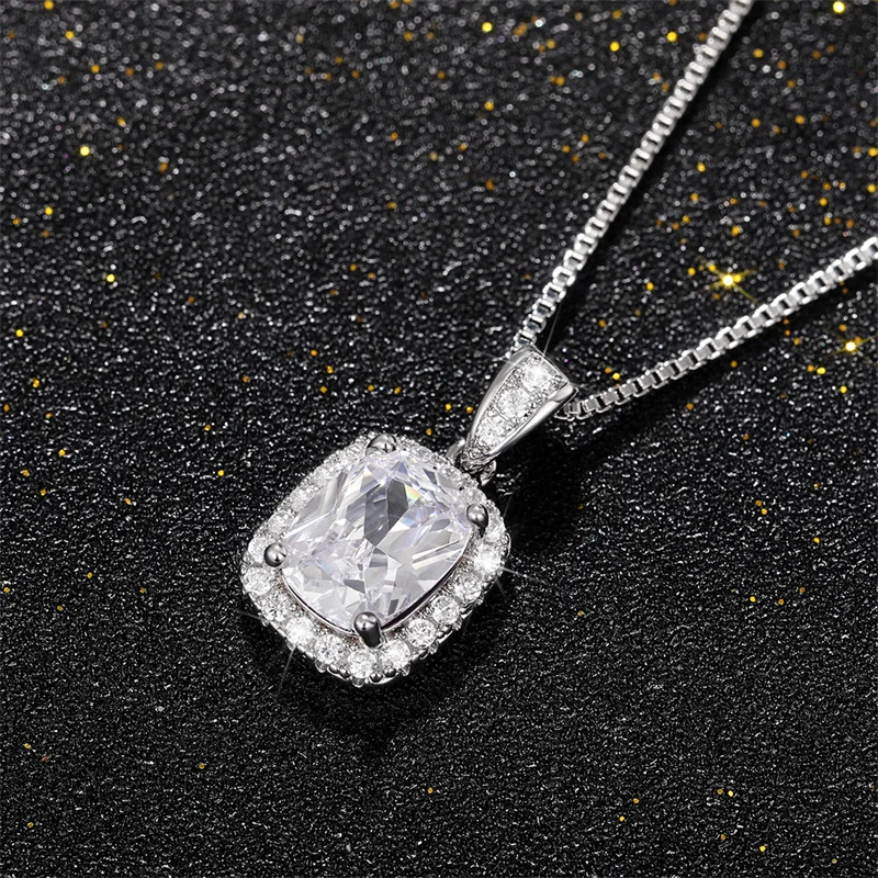 Huitan Geometrische Zirkonia Anhänger Halskette für Frauen Luxus Temperament Weibliche Hochzeit Trend Hals Zubehör Party Schmuck – Detail 11