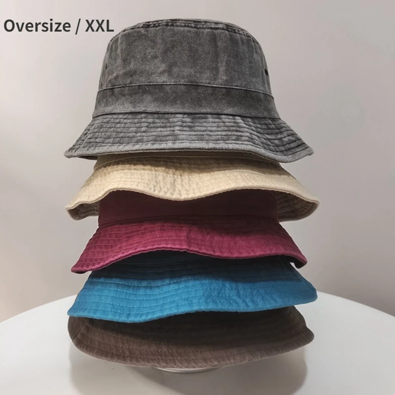 Oversize XXL 100% Cotton Bucket Hat Men Women Unisex  Spring Summer Fisherman Hat  Wide Brim  Fishing Summer Sun Hat Outdoor Cap