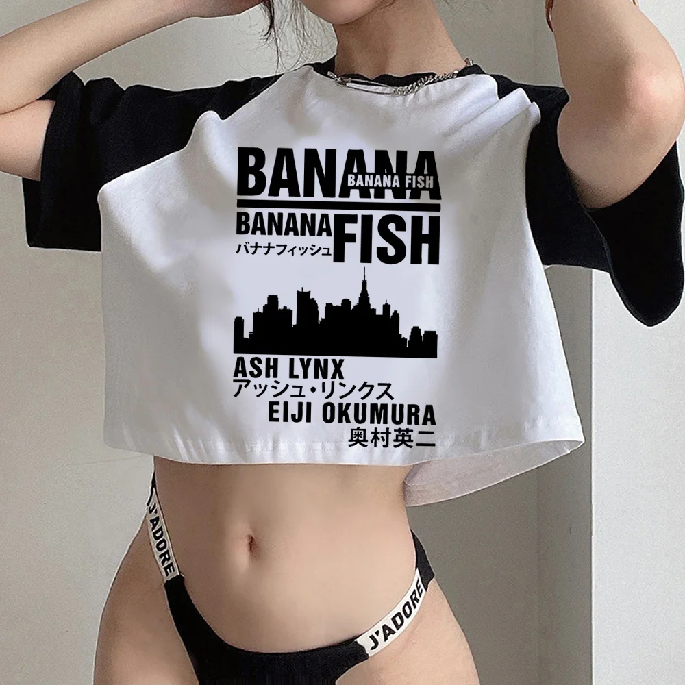 Banana Fish 90s cyber y2k korean fashion crop top girl cyber y2k cute fairycore fairy grunge  t-shirts crop top