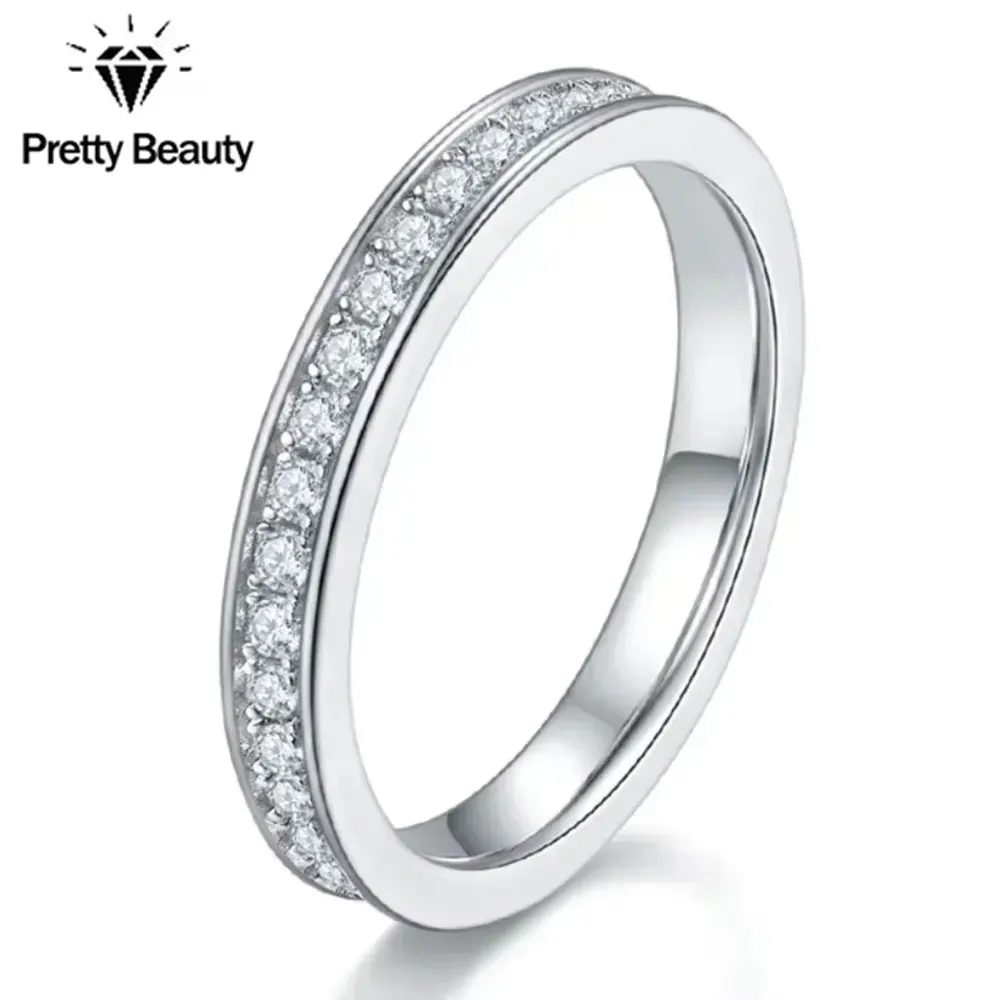 

Pretty Beauty Eternity Channel Setting Moissanite Wedding Band S925 Sterling Silver for Women Party 18K Gold Plated Fine Jewelry