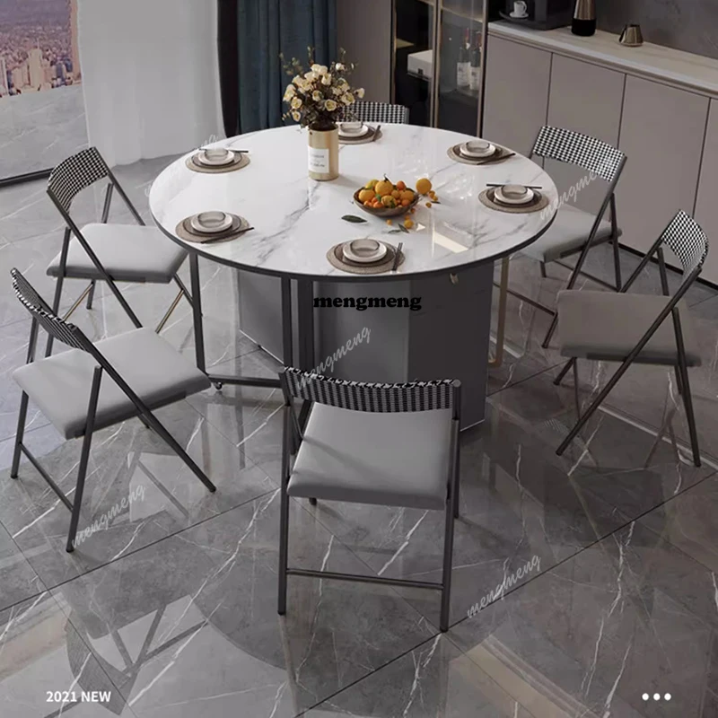 

Salon Narrow Dining Tables Storage Functional Modern Foldable Dining Tables Small Round Nordic Mesa De Jantar Home Furniture