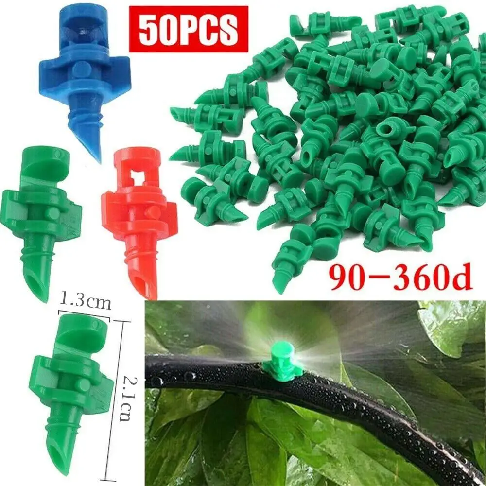 50Pcs 90 Degree 180 Degree 360 Degree  Micro Spray Nozzle Sprinkler Garden Lawn Irrigation System Drip Irrigation Mist Sprayer