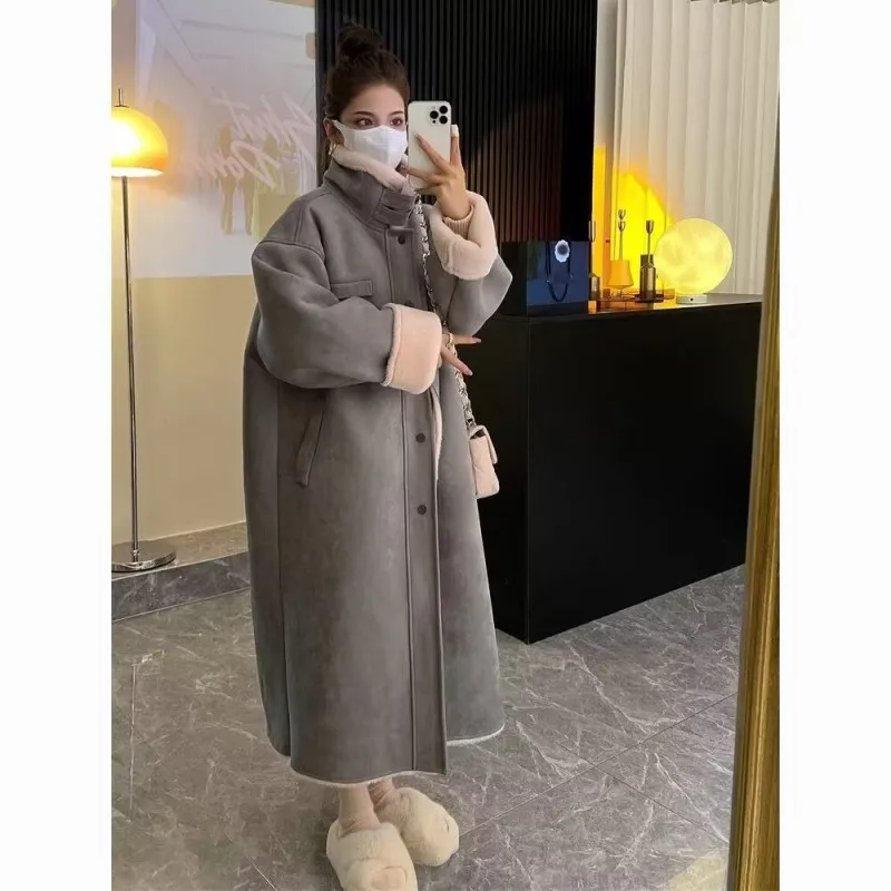 

2024 Winter New Lamb Wool Fur Coat Female Two-sided Wear Loose Keep Warm Long Outwear Women's Fashion Clothes