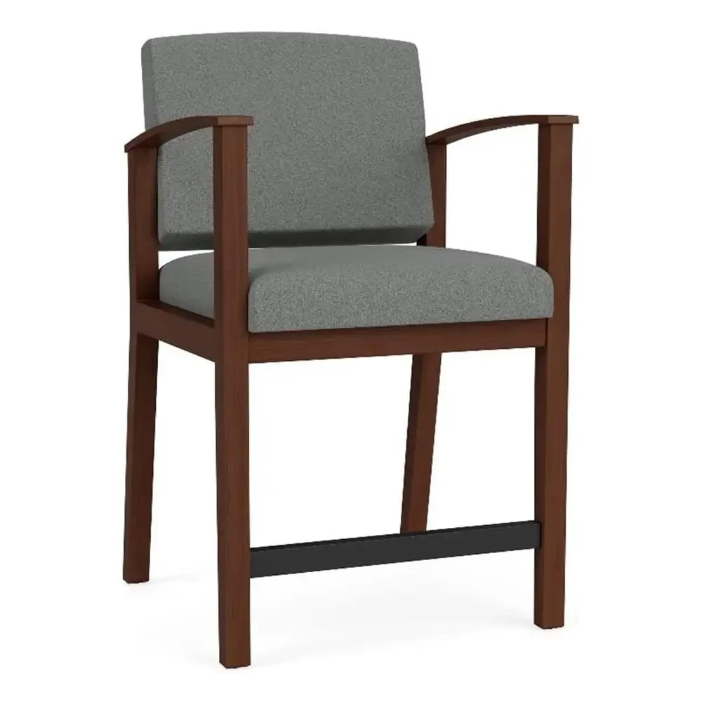 

Wood Reception Waiting Room Hip Chair Walnut Wood Light Gray