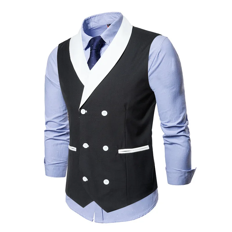 Black  Groom Vests for Wedding Tuxedos Groomsmen Wear Men's Suits Slim Fit  Prom Best-Man Waistcoat