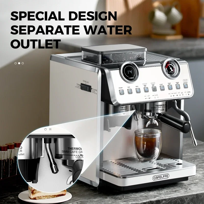 2024 Hot Sale Stainless Steel Espresso Coffee Machine 20 Bars Italian Semi-automatic Brew System for Household Electric