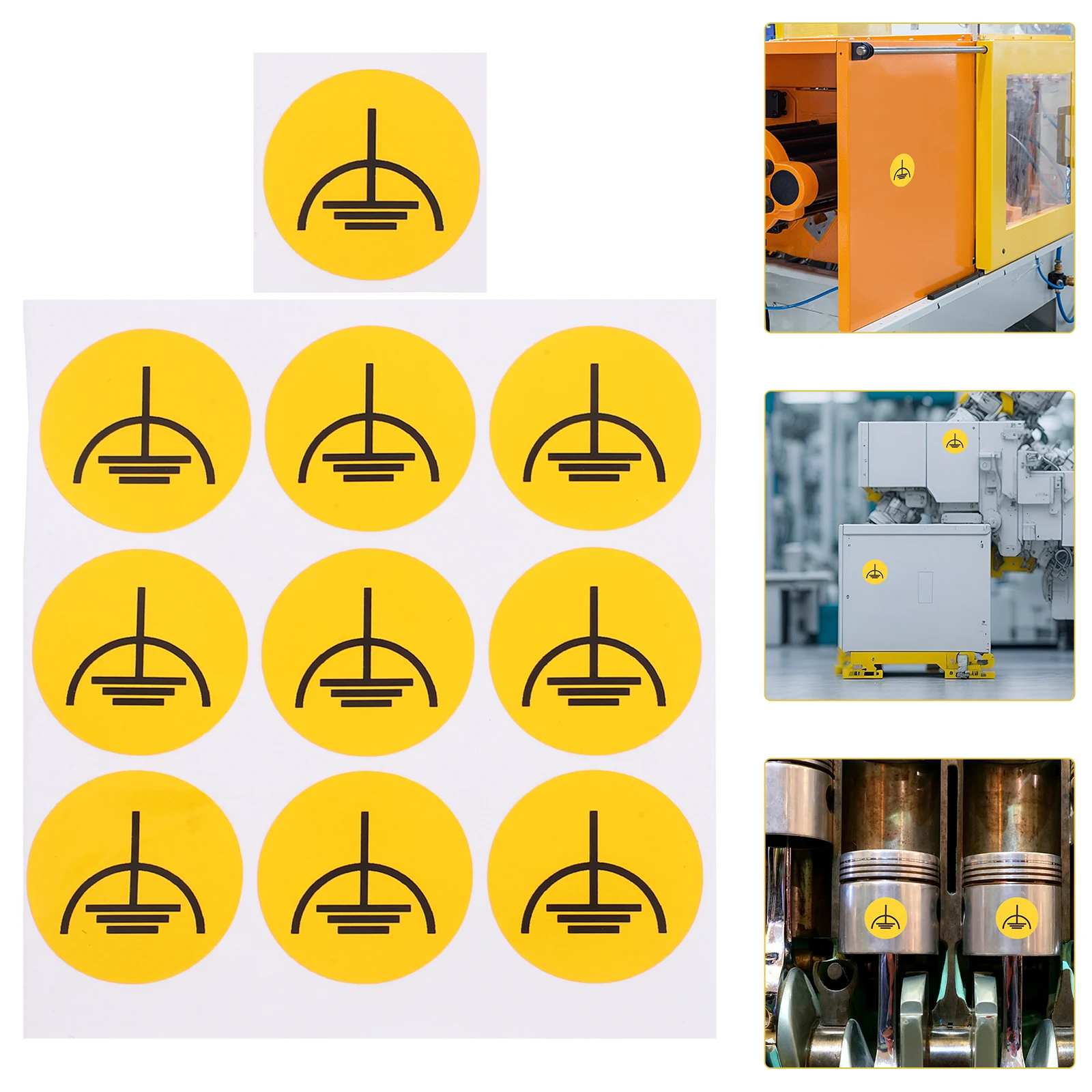 

10pcs Grounding Warning Stickers Safety Signs Electric Fence Labels Yellow Products Lightweight Machinery Safety Decals Ground
