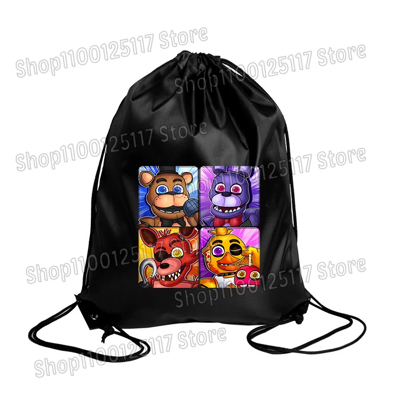 حقائب برباط من Fnafs، حقيبة هدايا لحفلات Freddys، حقيبة تخزين من البوليستر المقاوم للماء، حقيبة ظهر محمولة للسفر في الهواء الطلق