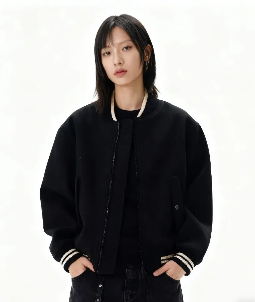 Bomber Jackets Womens Jacket Girls Autumn-Winter Twill Turtleneck Pressed Elegant Formal Classical Temperament Professional OL - view 3