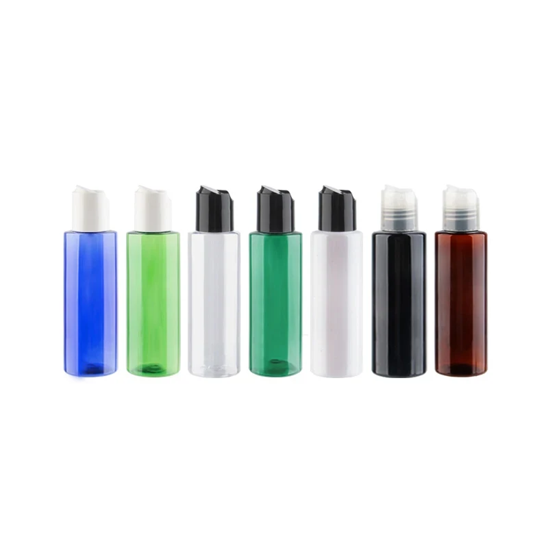 

40pcs 100ml 120ml Empty Plastic Cosmetics Bottles Disc Top Cap 4oz PET Press Lid Container For Essential Oil Liquid Soap