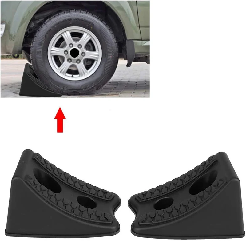 1pcs/2pcs Wheel Chocks Heavy Duty Anti-Slip Triangle Rubber Wheel Chocks For Truck Rv Camper Trailer Car, Solid Tire Stopper Car