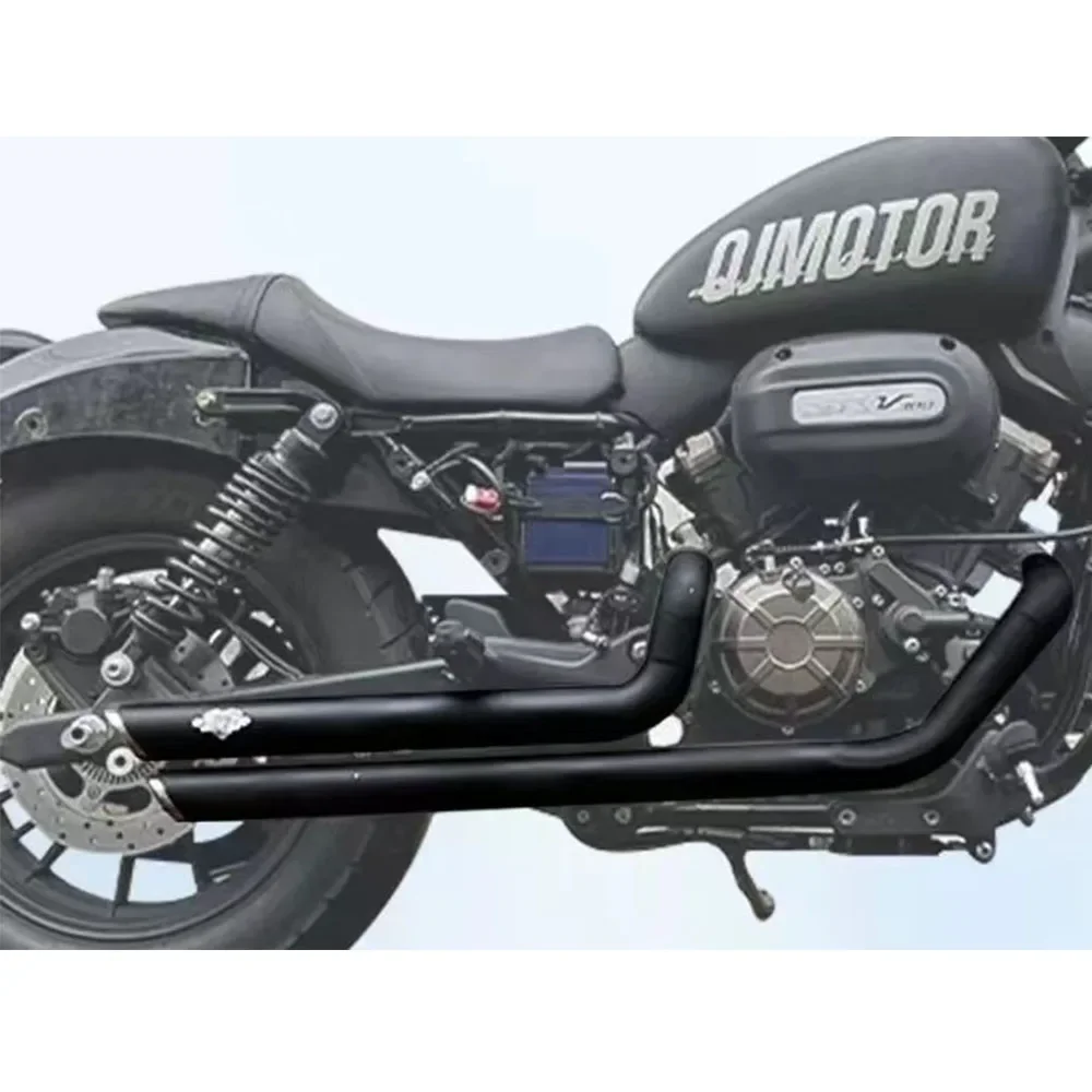 For QJ MOTOR SRV 300 300 SRV 300 SRV QJ MOTOR Modified Exhaust Double-Outlet Horseshoe Sound Exhaust Pipe