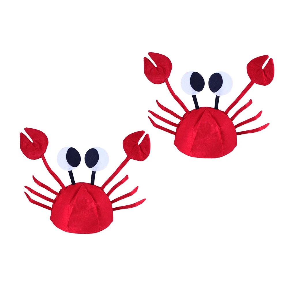 

2 Pcs Caps for Men Crab Hat Halloween Hats Adults Party Decoration Crazy Cosplay Claw Red Silly Kids Baby