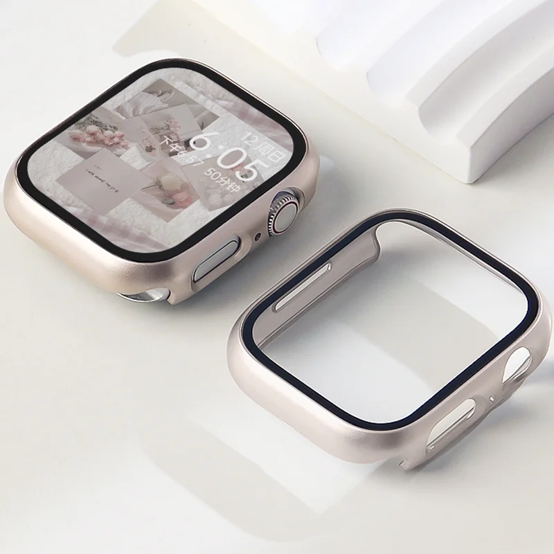 애플 워치 케이스 46mm 42mm 액세서리 범퍼 스크린 프로텍터 HD 강화유리 iwatch 시리즈 11 10 9 8 7 6 5 4 SE용 PC 커버