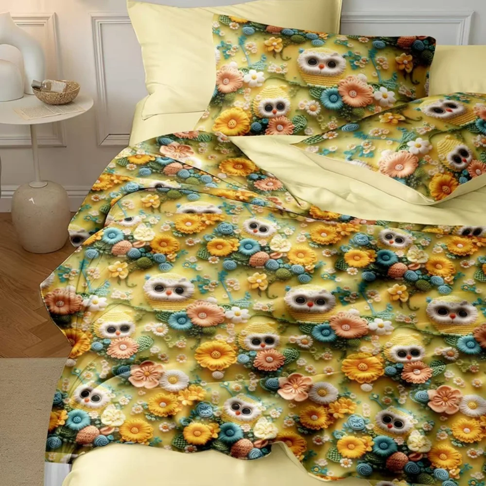 5D الإغاثة ثلاثية الأبعاد بواسطة الطباعة الرقمية زهرة الصيف لحاف بارد تكييف الهواء لحاف تنفس مزدوج رقيقة لحاف 1 قطعة