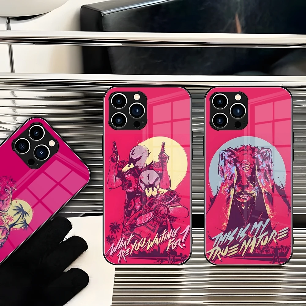 

Чехол для телефона из игры Hotline Майами для iPhone 14 15 Pro Max Plus 13 12 11 X XR XS 8 7 6 MINI SE 2022, стеклянный дизайнерский чехол