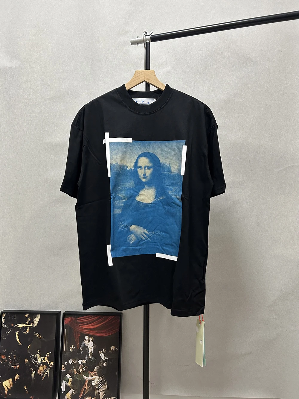 

Vintage Monalisa Oil Painting T shirt High Quality 1:1 Abloh Tees Fashion Streetwear Short Sleeve Top Tees Loose Women Tshirt