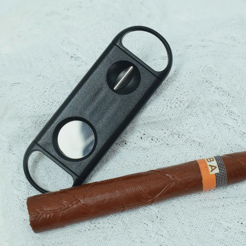 Portable Stainless Steel Cigar Cutter V Shape Blade Cigarro Knife Hole Opener Cigarrera Cutting Tool  Dual Use Accessories