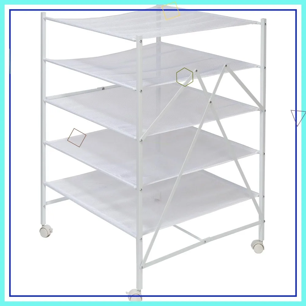 

5-уровневая сетчатая сушилка для белья для деликатесов, складная на колесах, вместимость 30 фунтов