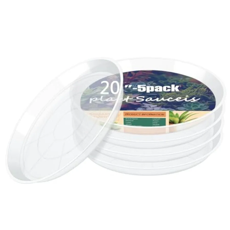 

1 1 1 Clear Plant Saucer, 5 Pack Durable Plastic Water Catcher Trays for Flower Pots, Plant Drip Trays for Indoor Outdoor Plant