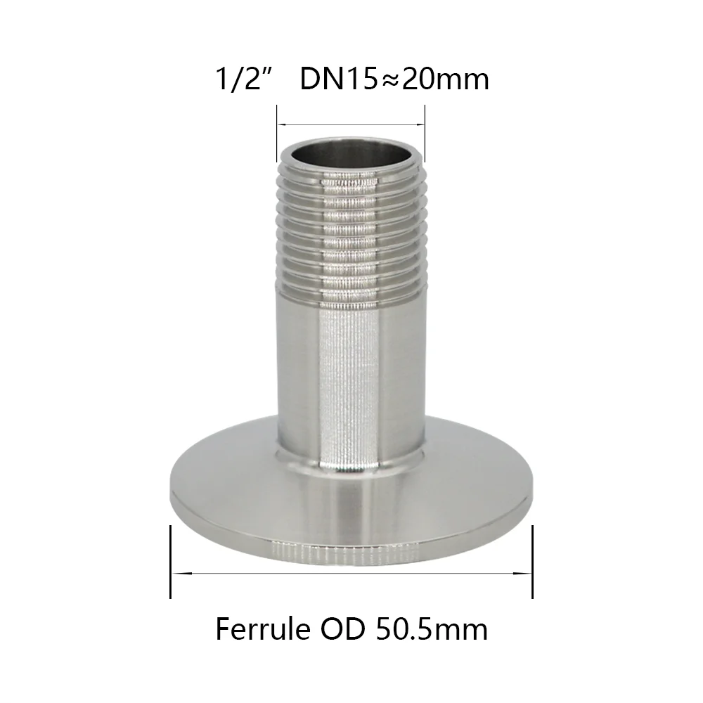YQBS ذكر الخيوط 1/4 "3/8" 1/2 "إلى ثلاثي المشبك الطويق 304 تركيب أنابيب الفولاذ المقاوم للصدأ الصحية #6