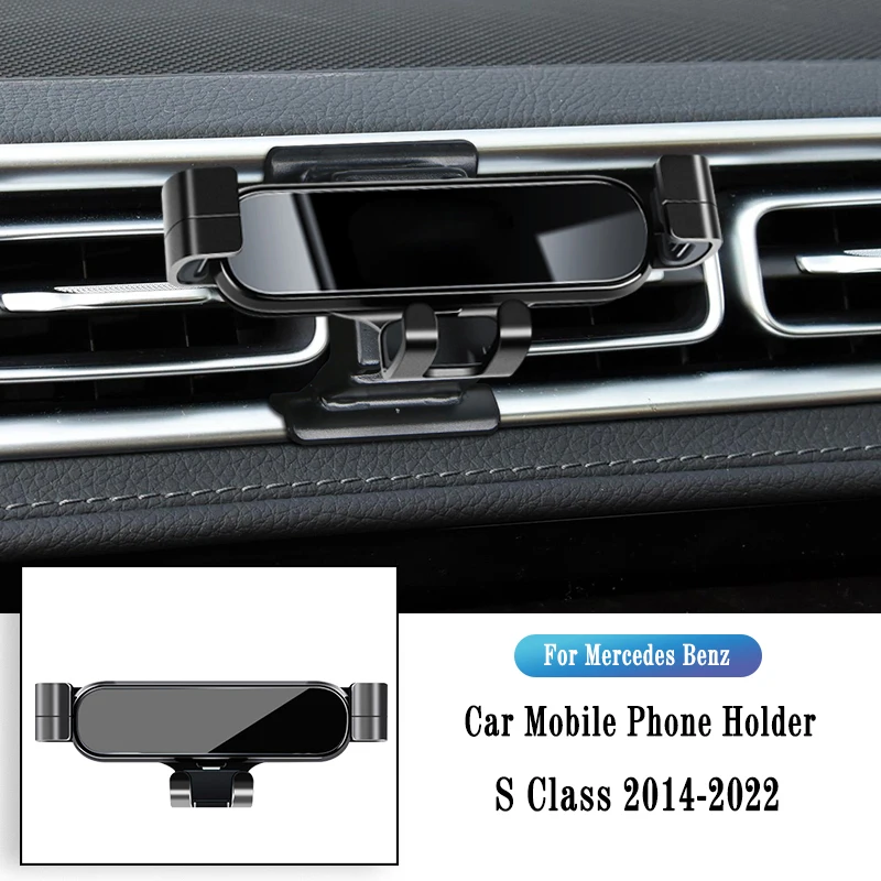 Car Phone Holder For Mercedes Benz S Class W222 W223 14-22 Gravity Navigation Bracket Air Outlet Clip Bracket Rotatable Support