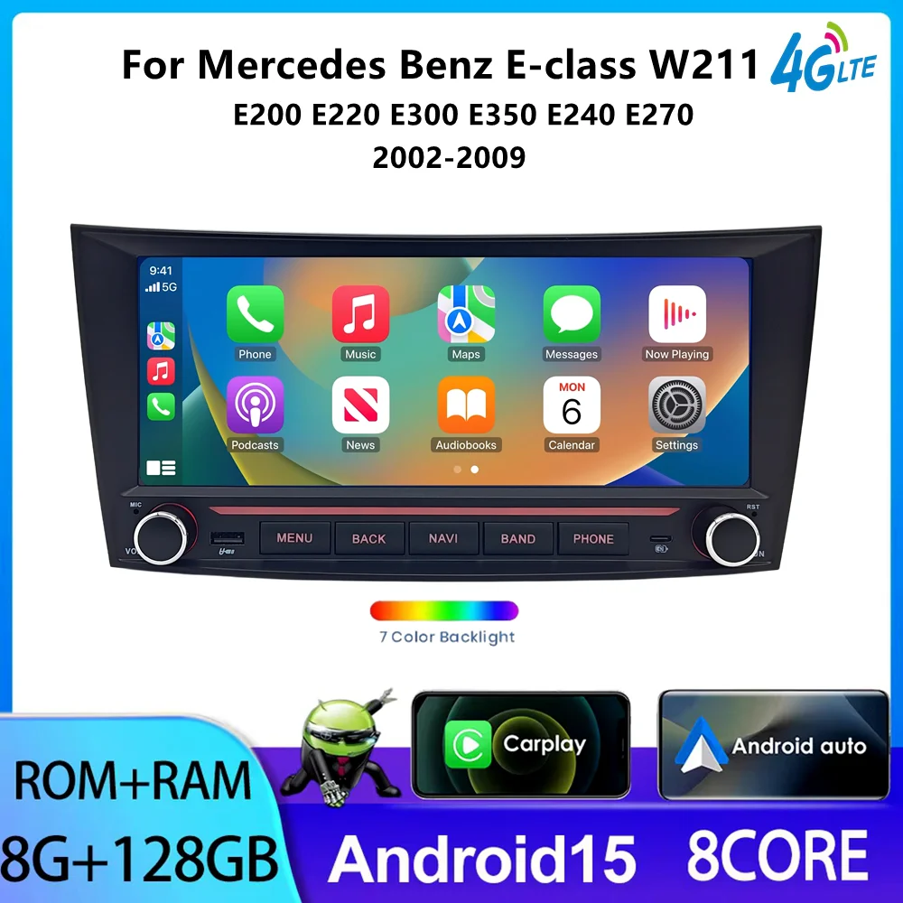 Kabelloses Carplay Autoradio für Mercedes Benz E-Klasse W211 E200 E220 E300 E350 E240 E270 E280 CLS-Klasse W219 Stereo Auto