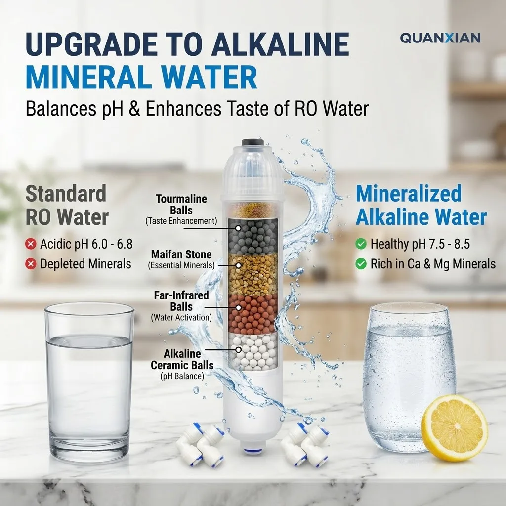 10 Inch 5-Stage RO Water Filter Replacement Set, Sediment Carbon 4-in-1 Mineral Alkaline Cartridge Kit for Under Sink Systems 4