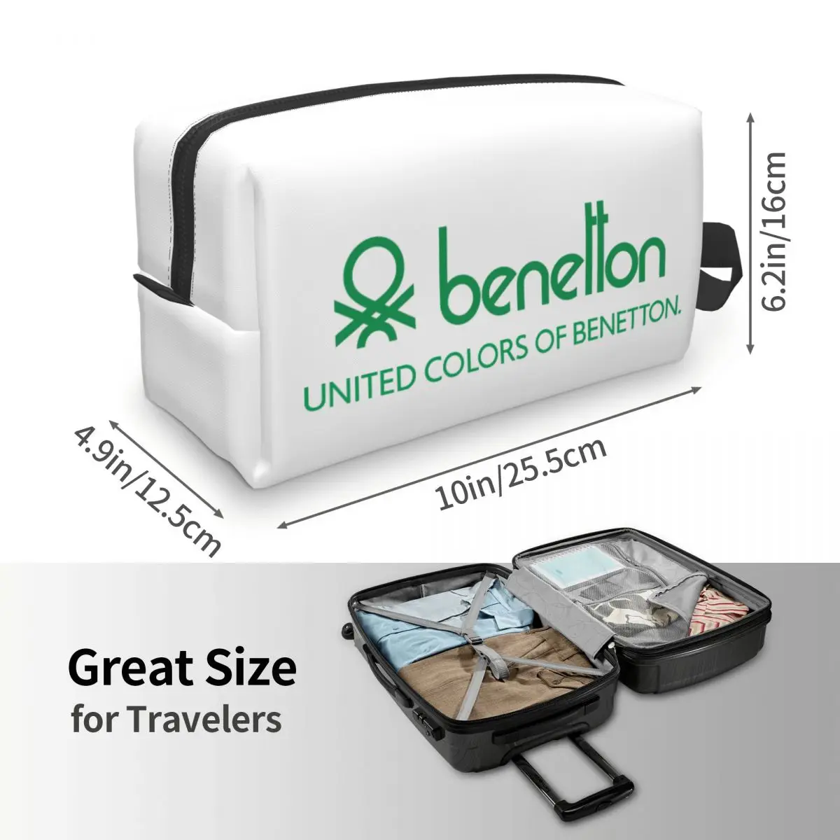 حقيبة مكياج يونايتد كولورز أوف بينيتون منظم مستحضرات التجميل مجموعة أدوات التخزين وحقيبة مستحضرات التجميل مقلمة