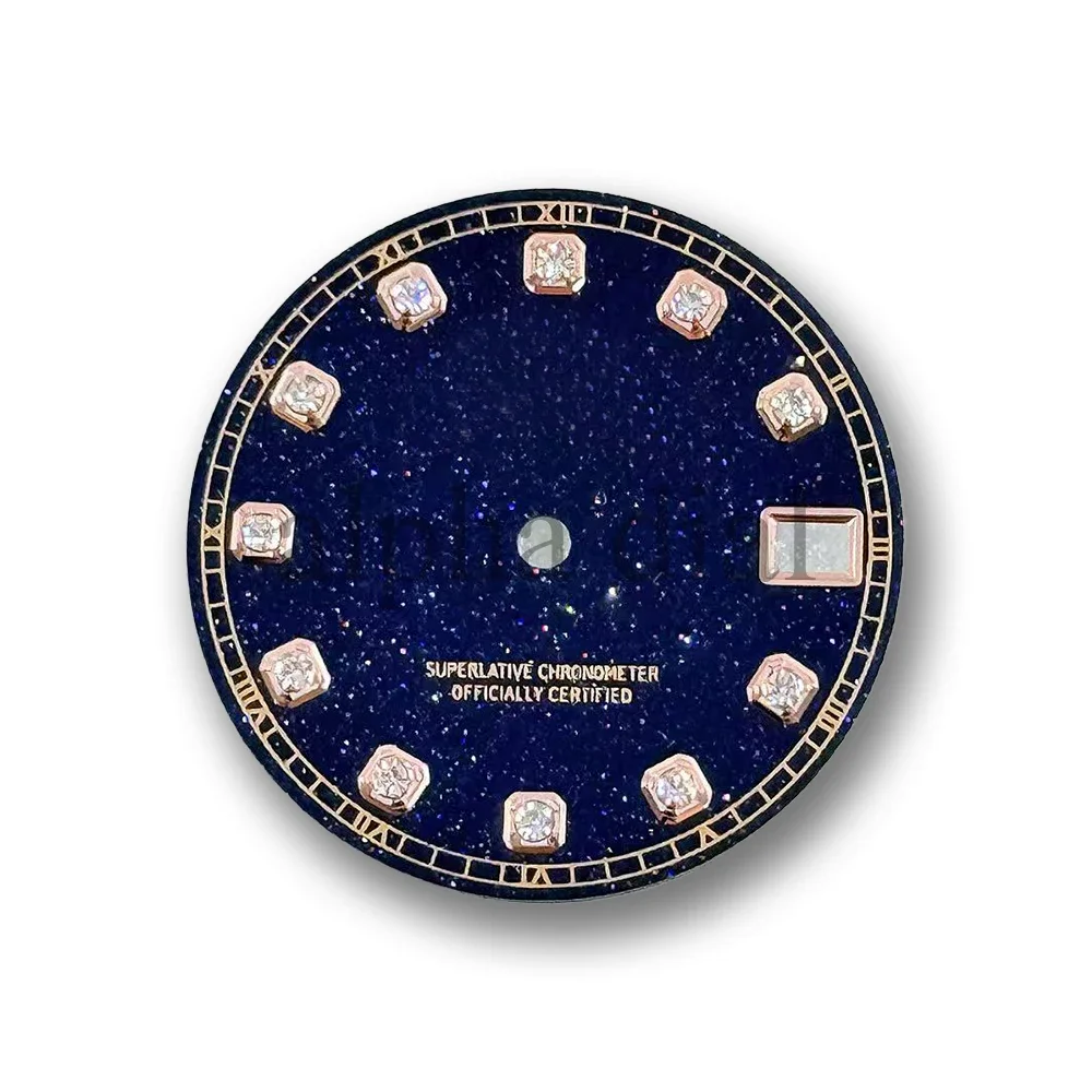 28.5 مللي متر الماس الطبيعة Bluestone الرياضة الغوص ساعة الطلب مناسبة ل NH35 الحركة التلقائية ارتفع الذهب والفضة أجزاء وزارة الدفاع