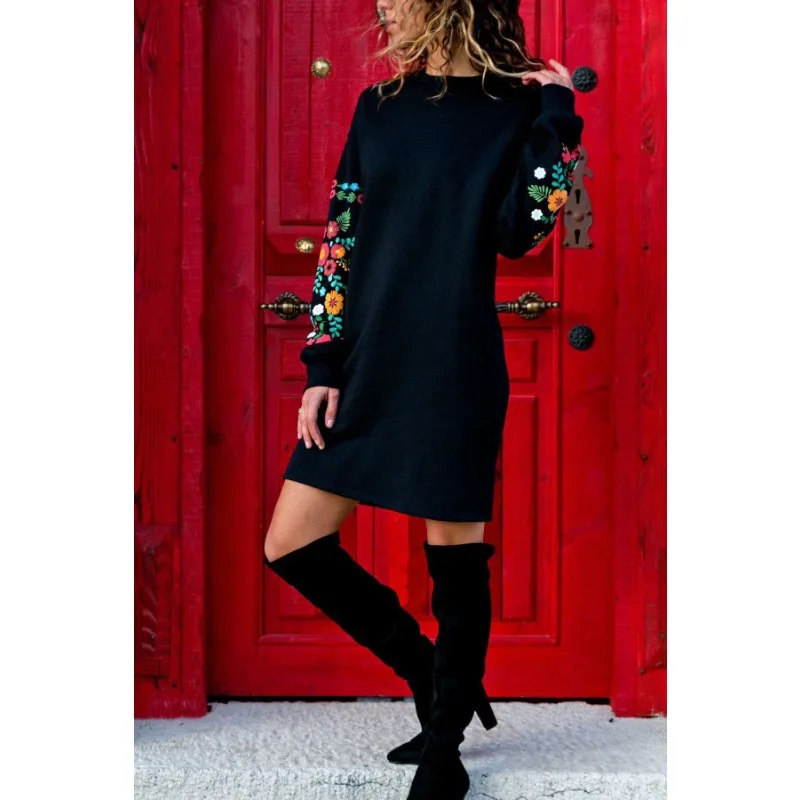 

Women's Embroidery Elegant Dresses, Casual Spring Dresses, New Temperament Commuting, Long Sleeved Women's Fashion Loose Dress