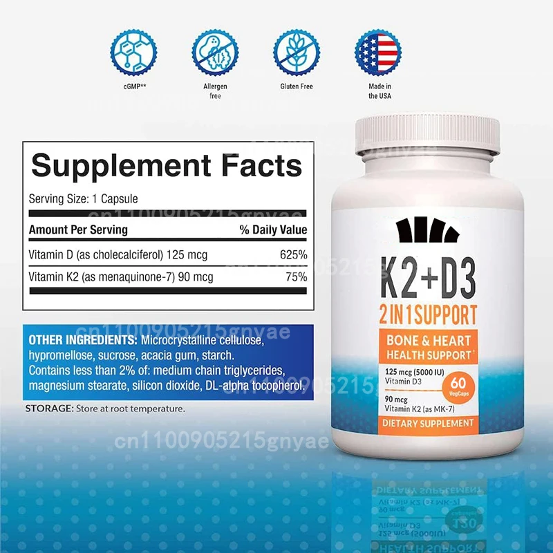 NAC Supplements Contain Vitamin D3, K2, Zinc, Quercetin, Elderberry, Propolis, Bromelain, and Lysine-60 Capsules