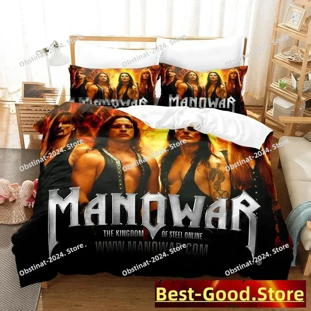 3D Printed Manowar Heavy Metal Band Bedding Set Boys Girls Twin Queen King Size Duvet Cover Pillowcase Bed boys Adult Bedroom