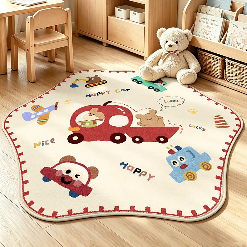 Round Living Room Carpet Non-slip Machine Washable Floor Mat Cute Cartoon Pattern Rug Bedroom Mats Large Size Home Decor Rugs