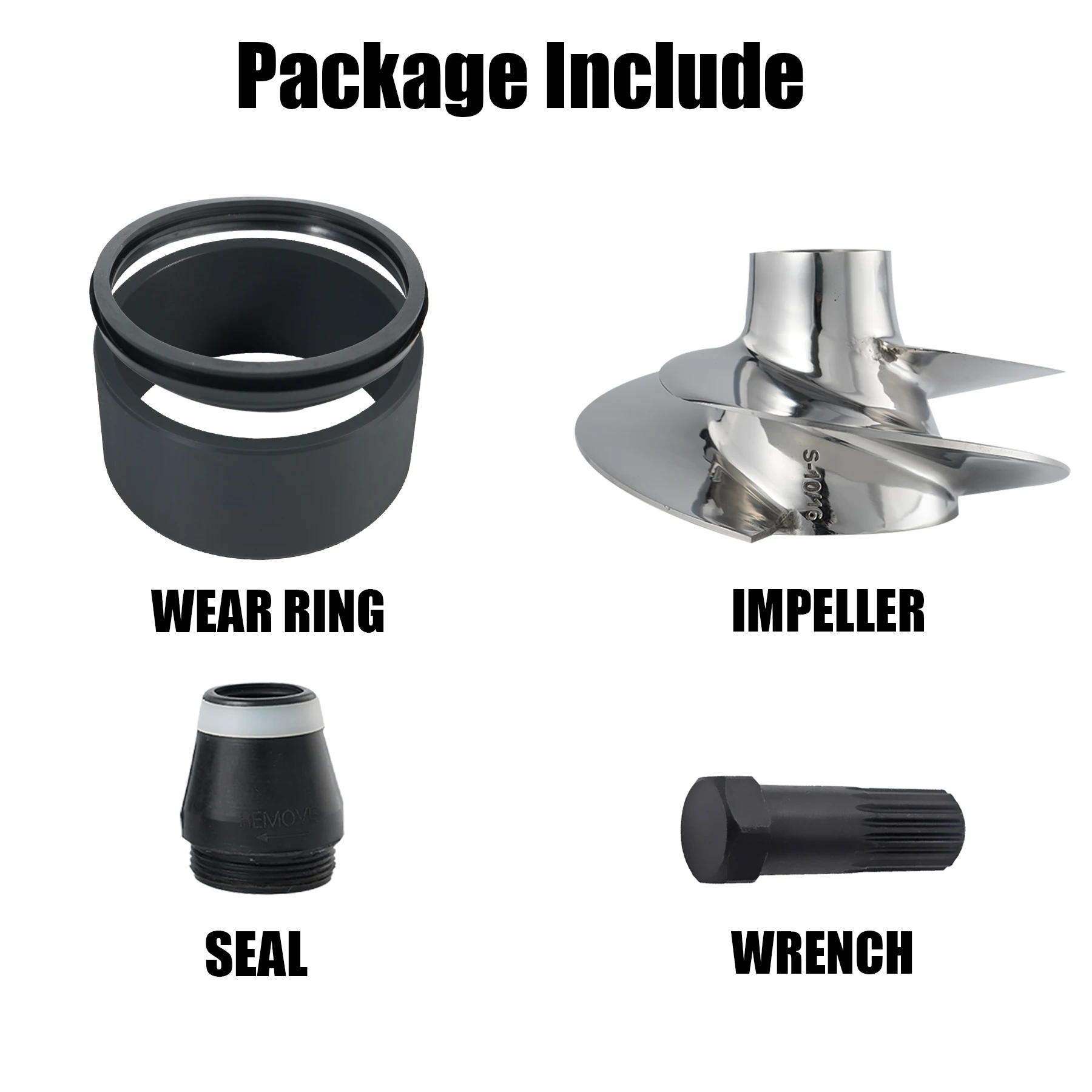 Impeller Kit PWC Parts SG-CD-10/16  Replace fit Seadoo GTI 90 GTS 90, 150MM 3 Blades Watercraft with Wear Ring, Wrench and Seal
