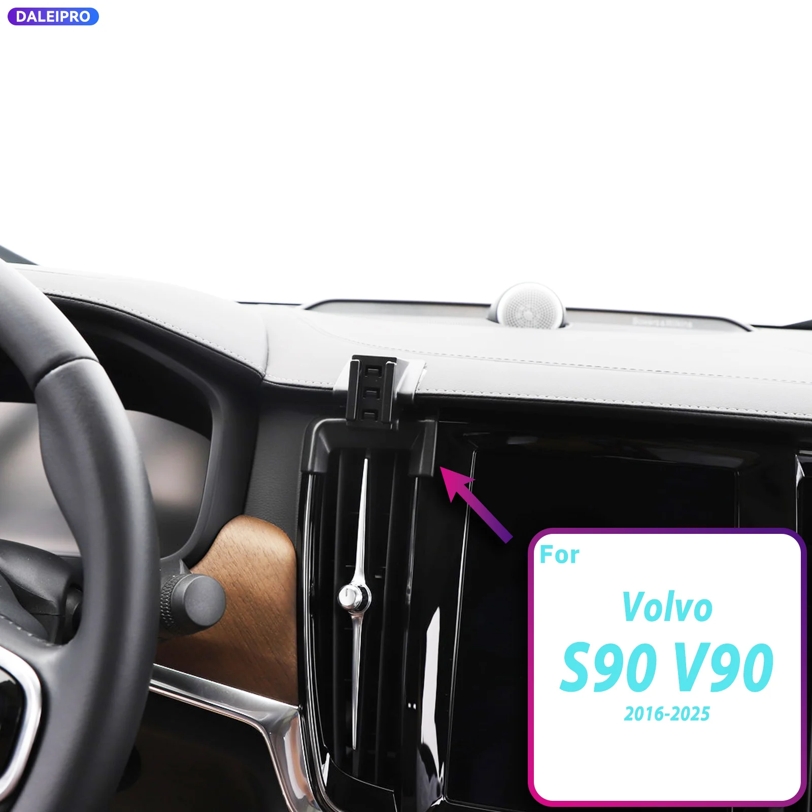 For Volvo S90 V90 2016-2023 2024 2025 Vehicle-Specific Phone Holder Base Smart Car Phone Mount 66W Charging Holder Accessories