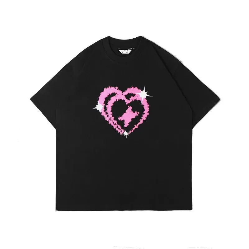 

Женская футболка большого размера с принтом Love Letter Y2K Harajuku Trend, свободная повседневная футболка с короткими рукавами для пар