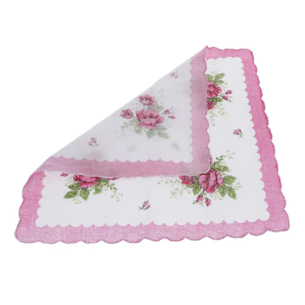 15 Pieces Floral Women Cotton Hand Hanky Hankie Elegant Square Style Suitable for