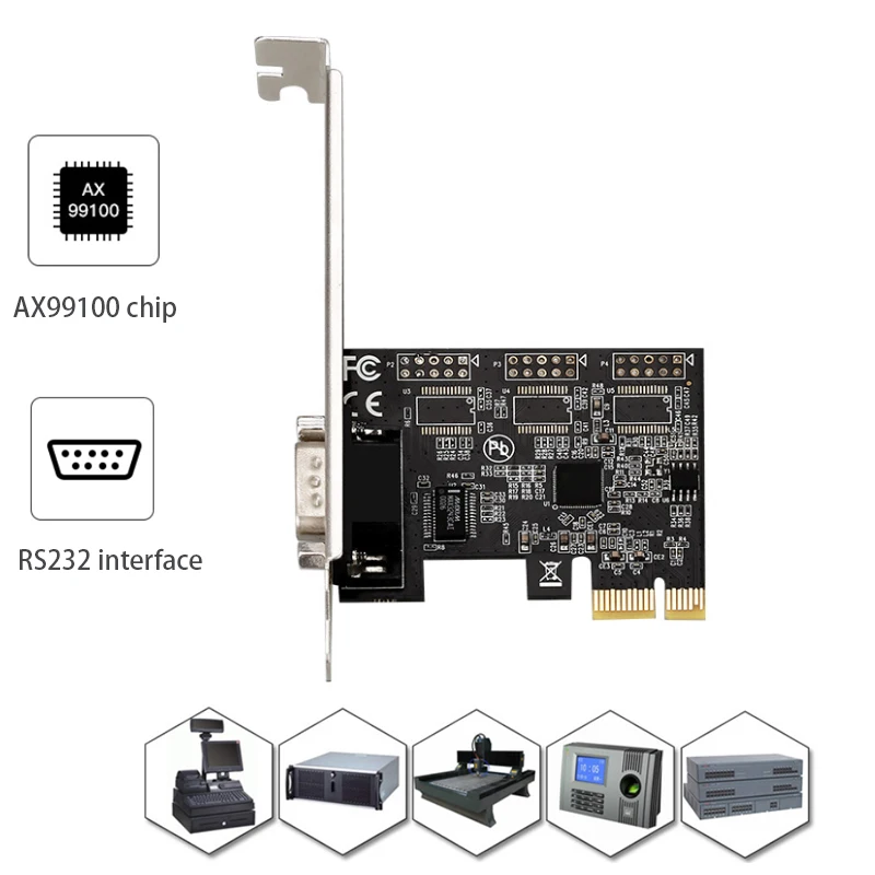 

Последовательный порт PCIe Плата расширения Plug and Play Плата контроллера расширения RS232 Адаптер адаптера Riser Card AX99100 Конвертер PCI