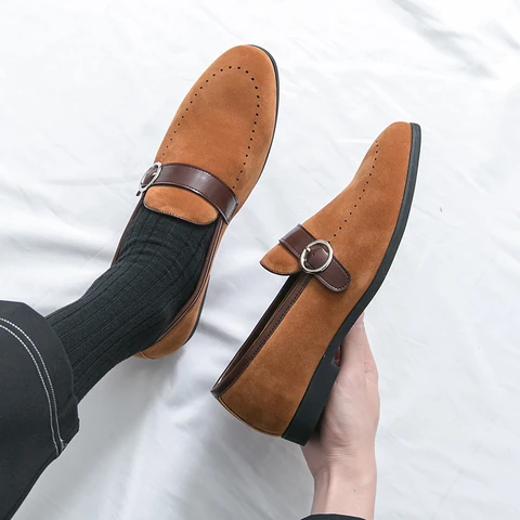 Новые мужские летние лоферы Brand: комфортные, легкие, повседневные, модные, с пряжкой, из матовой кожи, нескользящие, в стиле мокасин.